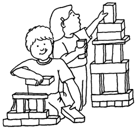 Children Building with Blocks