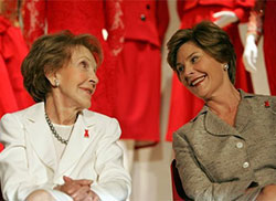 Nancy Reagan and Barbara Bush
