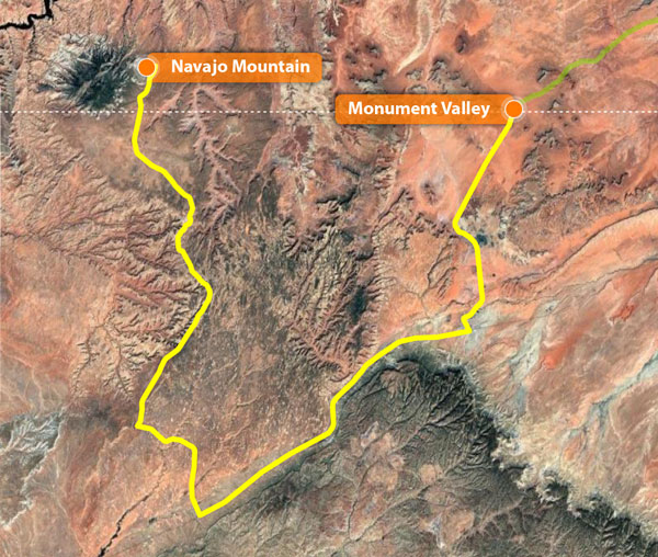 Monument Valley to Navajo Mountian fiber installation map